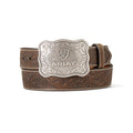 Ariat Mens Belt 1 1/2" Floral Embossed Aged Bark - A1020444
