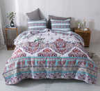 DaDa Bedding White Blue Floral Paisley Quilt Set