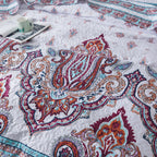 DaDa Bedding White Blue Floral Paisley Quilt Set