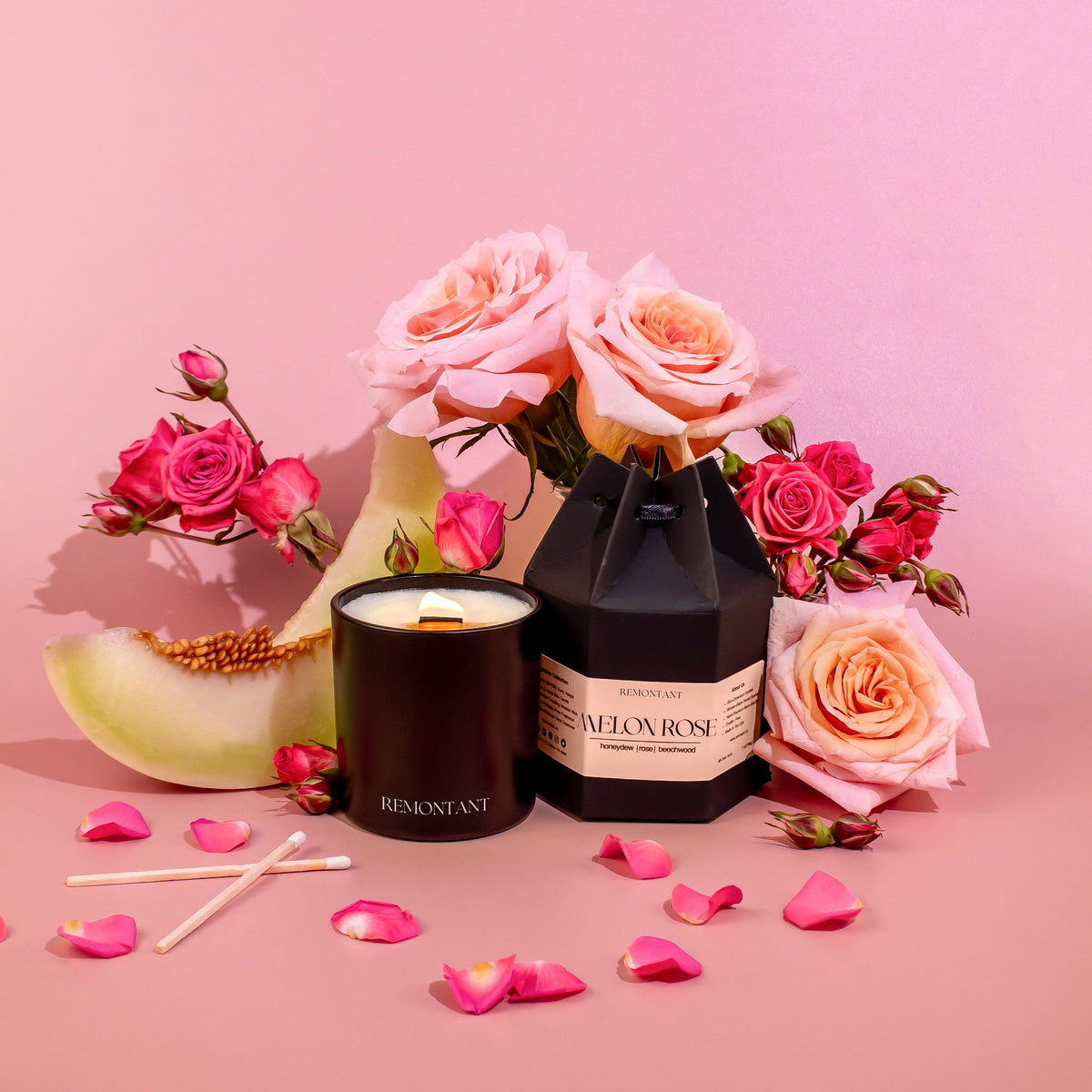 Melon Rose Candle | Honeydew ~ Rose ~ Beechwood | Wood Wick Candle — product photo 4