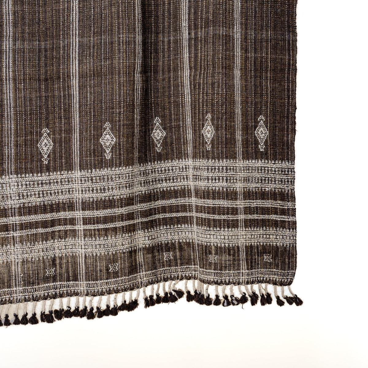 Warm Brown Indian Wool Throw Blanket, Handwoven Sofa Coverlet with Lodge Bedroom Layer - BRONZITE