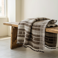 Brown Indian Wool Throw Blanket, Handwoven Couch Coverlet with Rustic Reading Chair Accent - SPHENE — product image