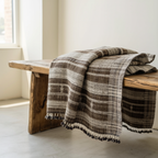 Brown Indian Wool Throw Blanket, Handwoven Couch Coverlet with Rustic Reading Chair Accent - SPHENE — product image