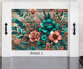 Teal & Coral Floral Stove Cover Noodle Board | Rustic Farmhouse Flower Kitchen Decor | Gift for Mom — product image