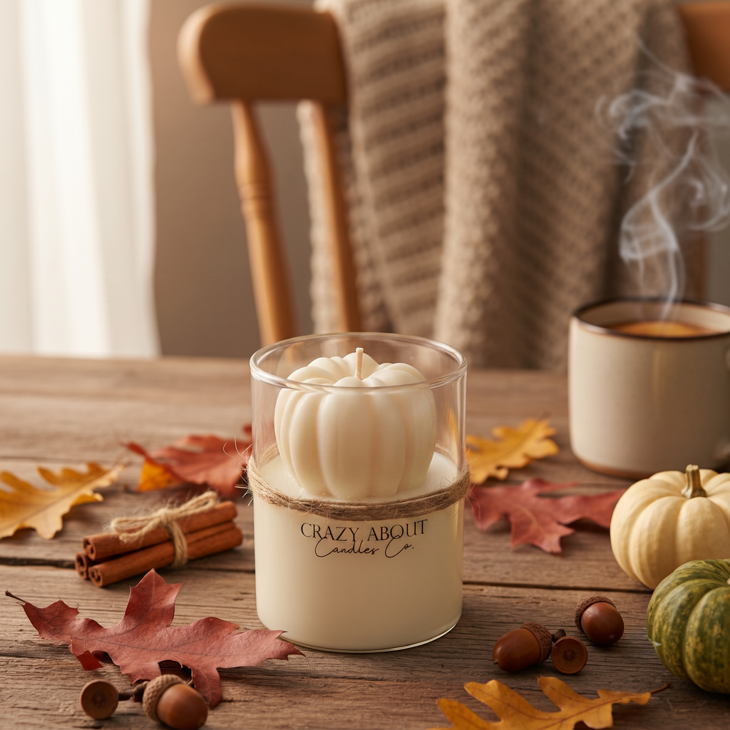Pumpkin Candle in Glass Jar | Fall Soy Wax Candle — product photo 3