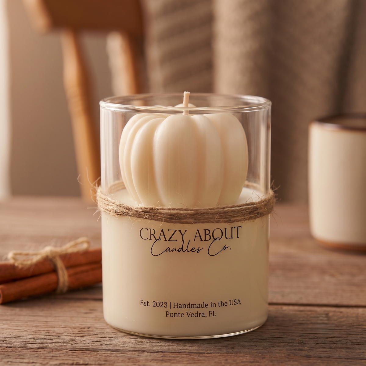 Pumpkin Candle in Glass Jar | Fall Soy Wax Candle — product photo 4