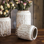 Distressed White Ceramic Flower Jar Vase — product image