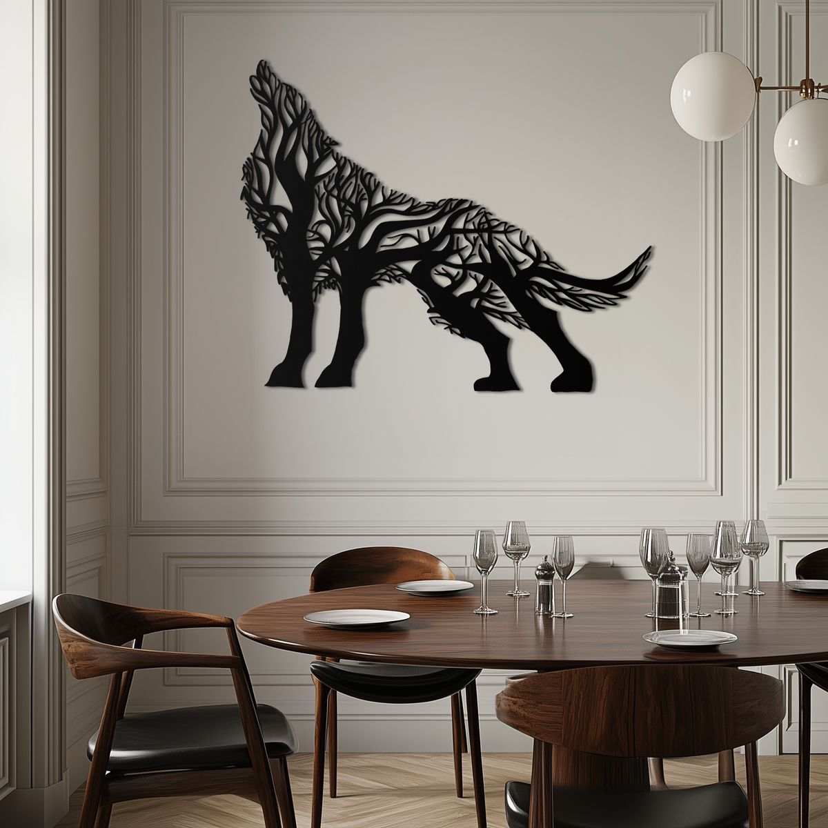 Tree Wolf Metal Wall Art - Nature-Inspired Wildlife Decor- KAF263 — product image