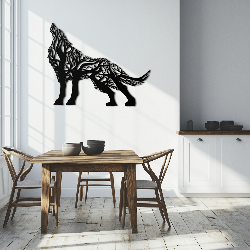 Tree Wolf Metal Wall Art - Nature-Inspired Wildlife Decor- KAF263