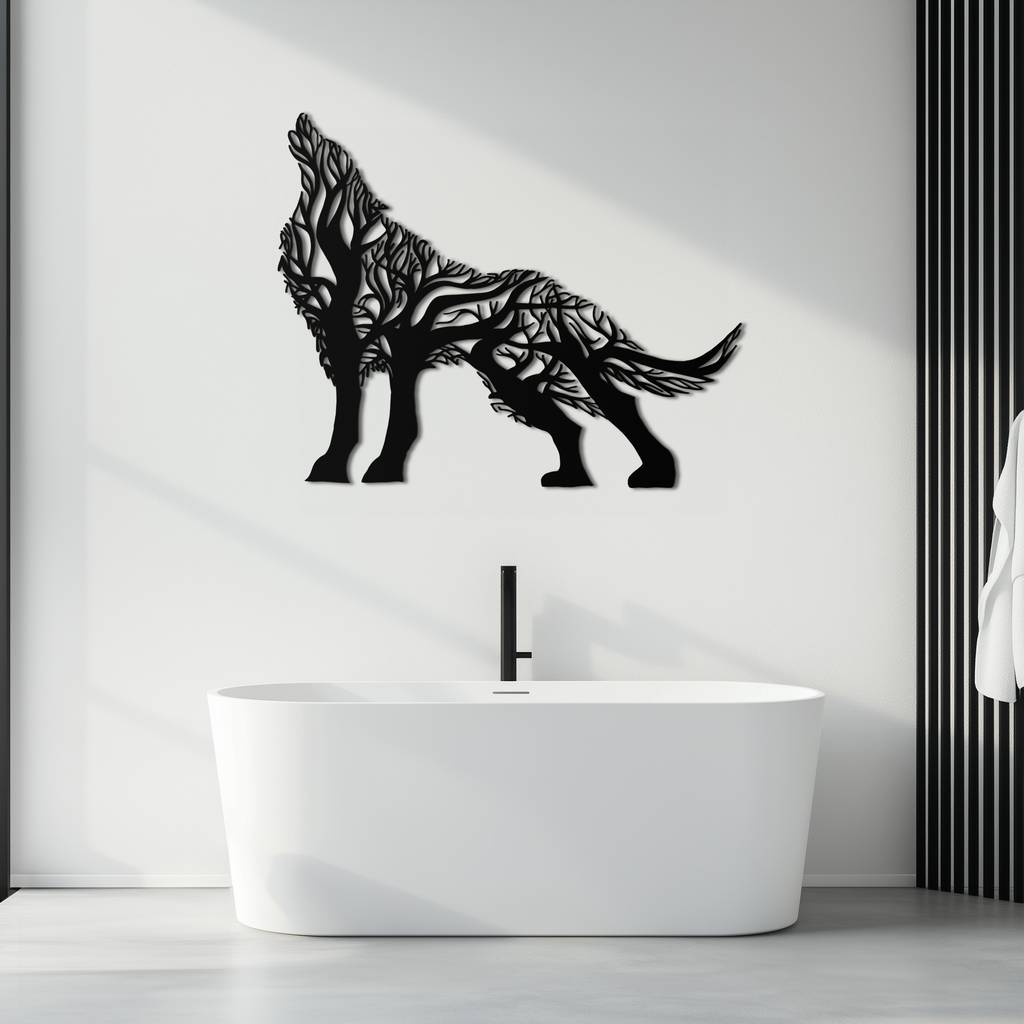 Tree Wolf Metal Wall Art - Nature-Inspired Wildlife Decor- KAF263