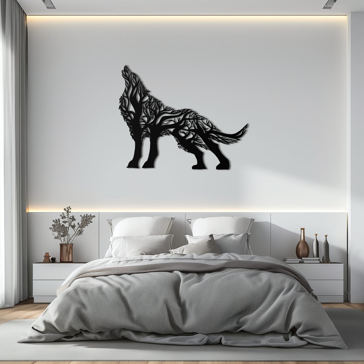Tree Wolf Metal Wall Art - Nature-Inspired Wildlife Decor- KAF263