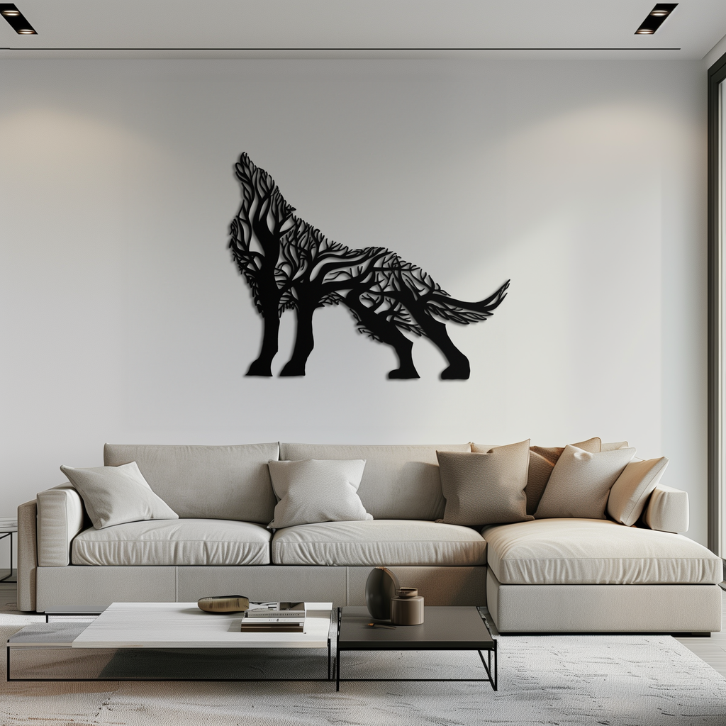 Tree Wolf Metal Wall Art - Nature-Inspired Wildlife Decor- KAF263