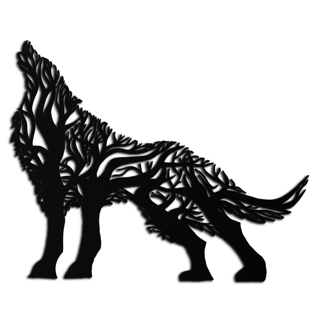 Tree Wolf Metal Wall Art - Nature-Inspired Wildlife Decor- KAF263