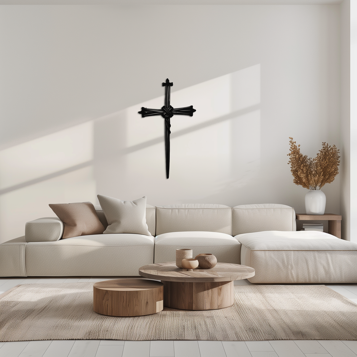 Christian Barbed Wire Cross Metal Wall Art – Religious Rustic Home Decor- KAF553