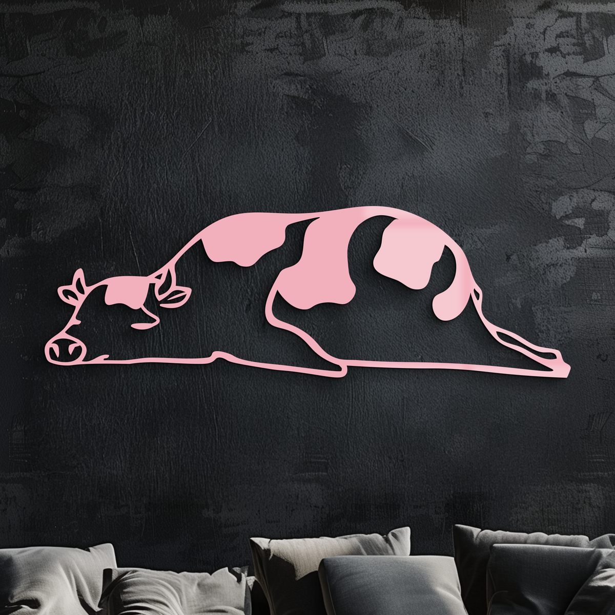 Minimalist Cow Silhouette Metal Wall Art – Farmhouse Animal Decor - KAFGP134 — product image