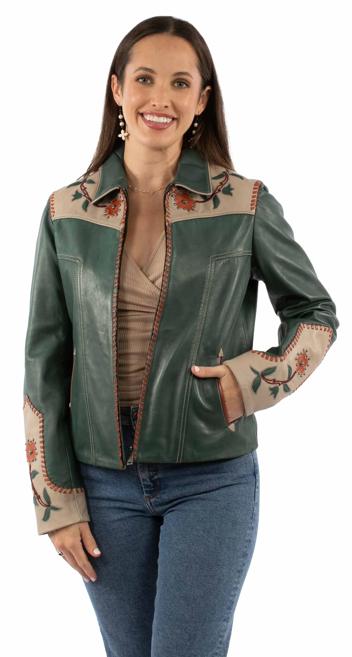 Scully Floral Yokes - Women's Leather Jacket — product image