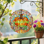 Welcome Fall Stained Glass Pumpkin Wind Spinner Outdoor Decor
