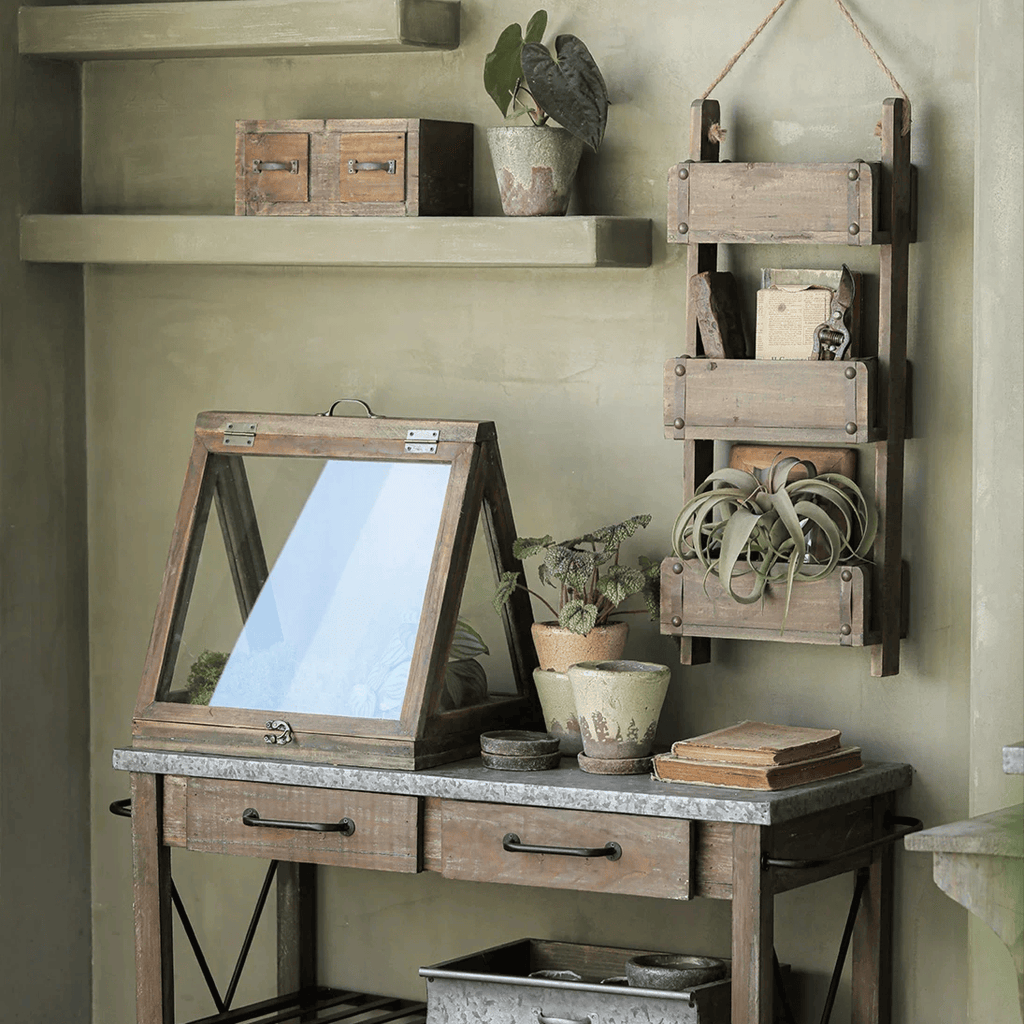 Rustic Three-Tier Wooden Wall Organizer — product image