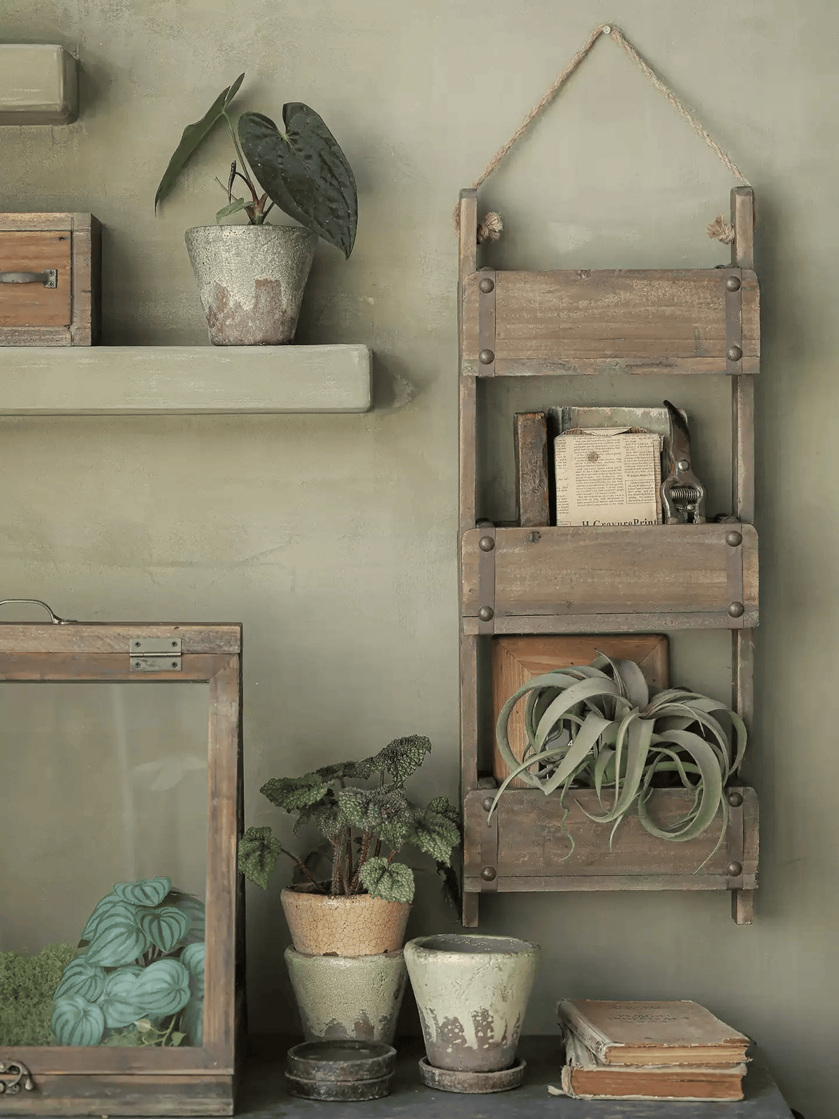 Rustic Three-Tier Wooden Wall Organizer