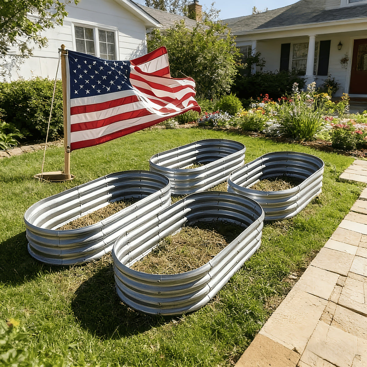 Galvanized Oval Raised Garden Bed Kit – 4 × 2 × 1 ft
