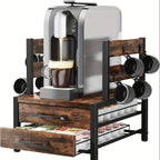 2 Tier Coffee Pod Holder Drawer & Mug Stand K Cup Capsule Storage Organizer Rack