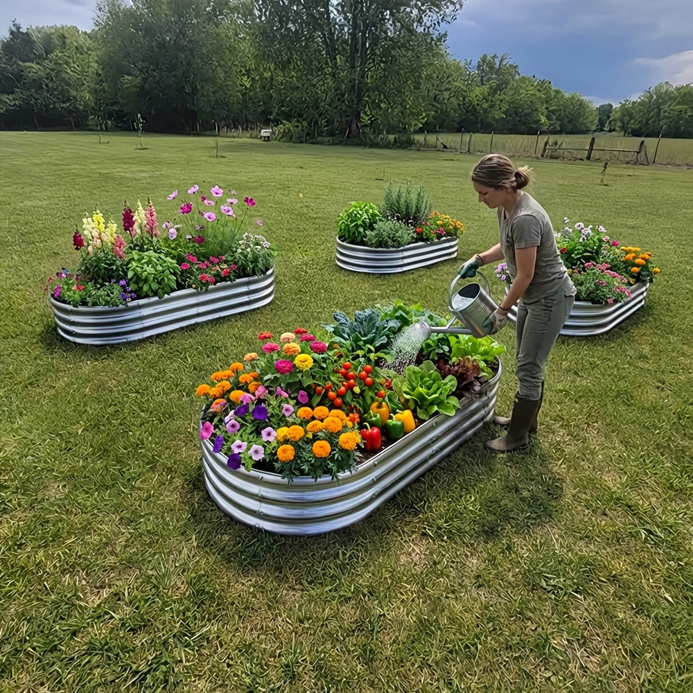 Galvanized Oval Raised Garden Bed Kit – 4 × 2 × 1 ft