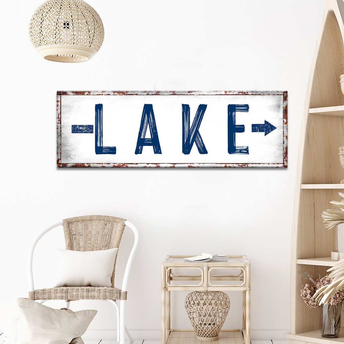 Rustic Lake Arrow Sign