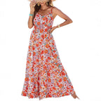 Women's Sleeveless Printed Tiered Maxi Dress