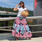 Summer Skirt Printed Ruffled Large Swing Long Skirt Women Skirt
