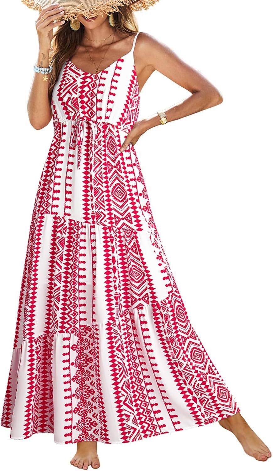 Women's Sleeveless Printed Tiered Maxi Dress