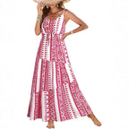Women's Sleeveless Printed Tiered Maxi Dress