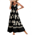 Women's Sleeveless Printed Tiered Maxi Dress