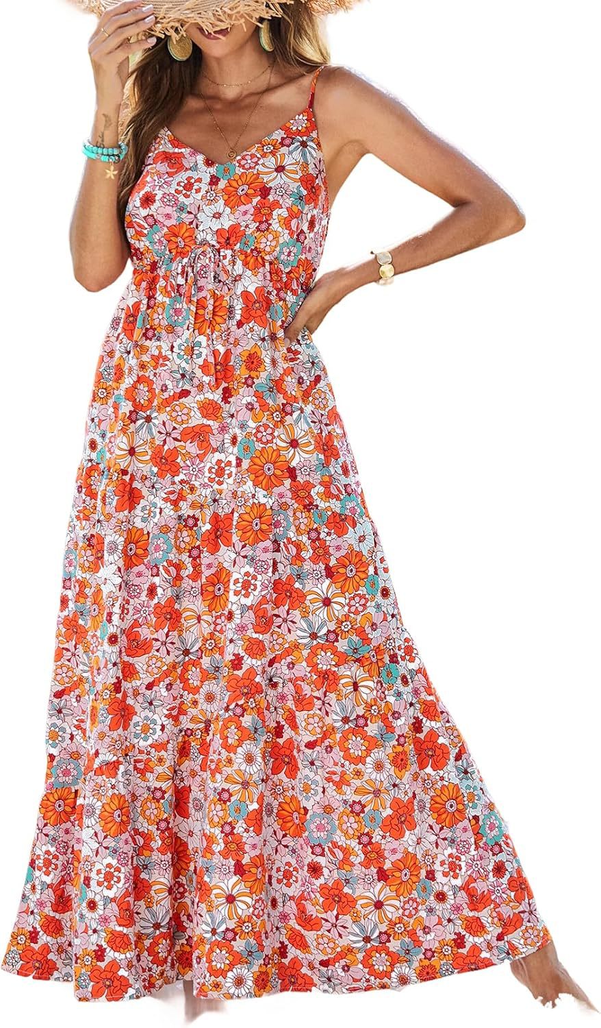 Women's Sleeveless Printed Tiered Maxi Dress