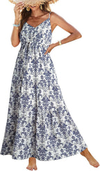 Women's Sleeveless Printed Tiered Maxi Dress — product image