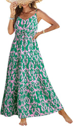 Women's Sleeveless Printed Tiered Maxi Dress