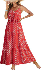 Women's Sleeveless Printed Tiered Maxi Dress