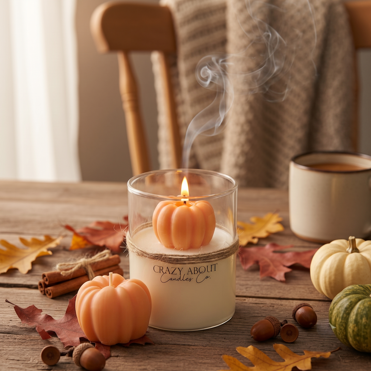 Pumpkin Candle in Glass Jar | Fall Soy Wax Candle — product photo 1