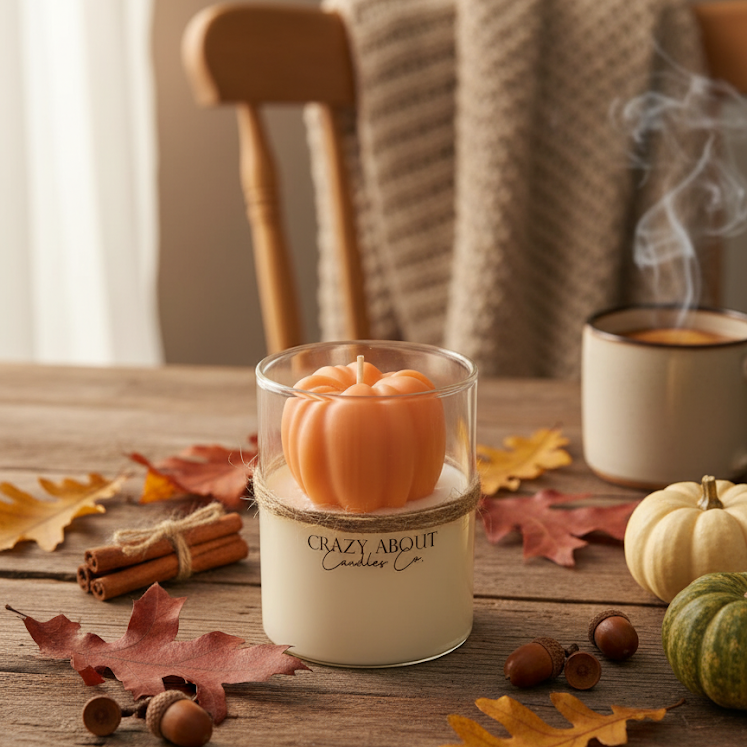 Pumpkin Candle in Glass Jar | Fall Soy Wax Candle — product photo 2