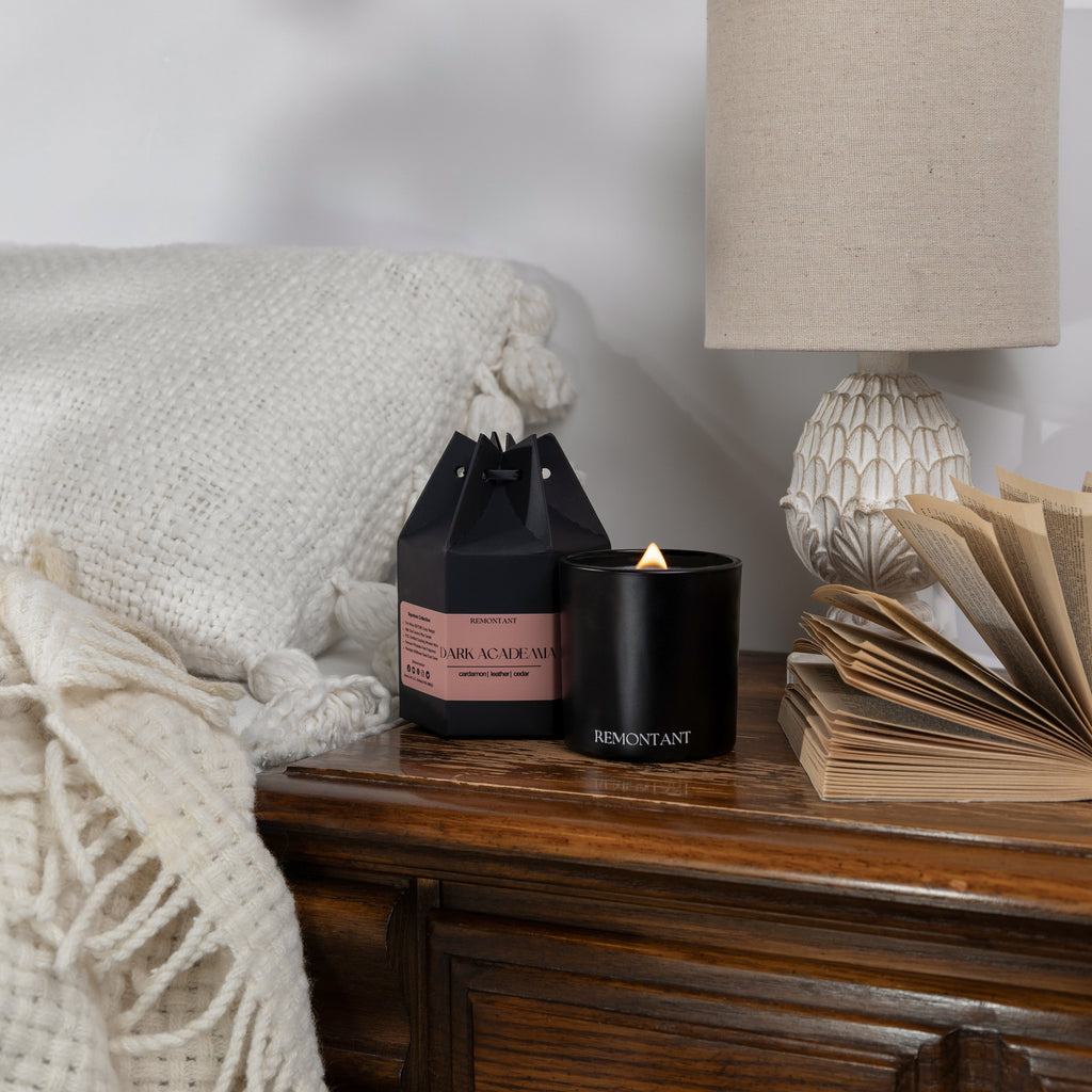 Dark Academia Candle | Cardamom ~ Leather ~ Cedar | Wood Wick Candle — product photo 1