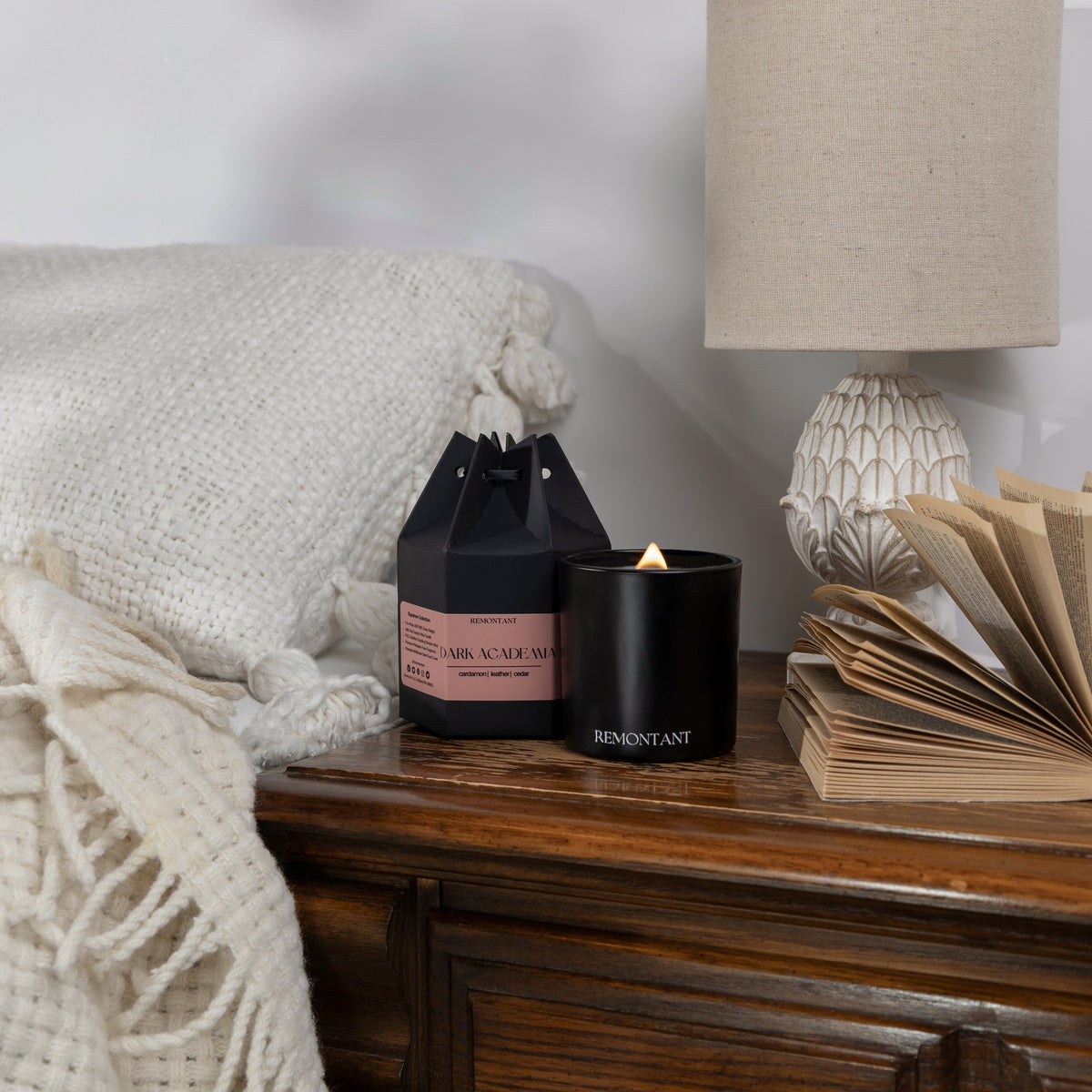 Dark Academia Candle | Cardamom ~ Leather ~ Cedar | Wood Wick Candle — product photo 1