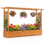 Raised Garden Bed Planter Box with Lattice Trellis Drainage Holes