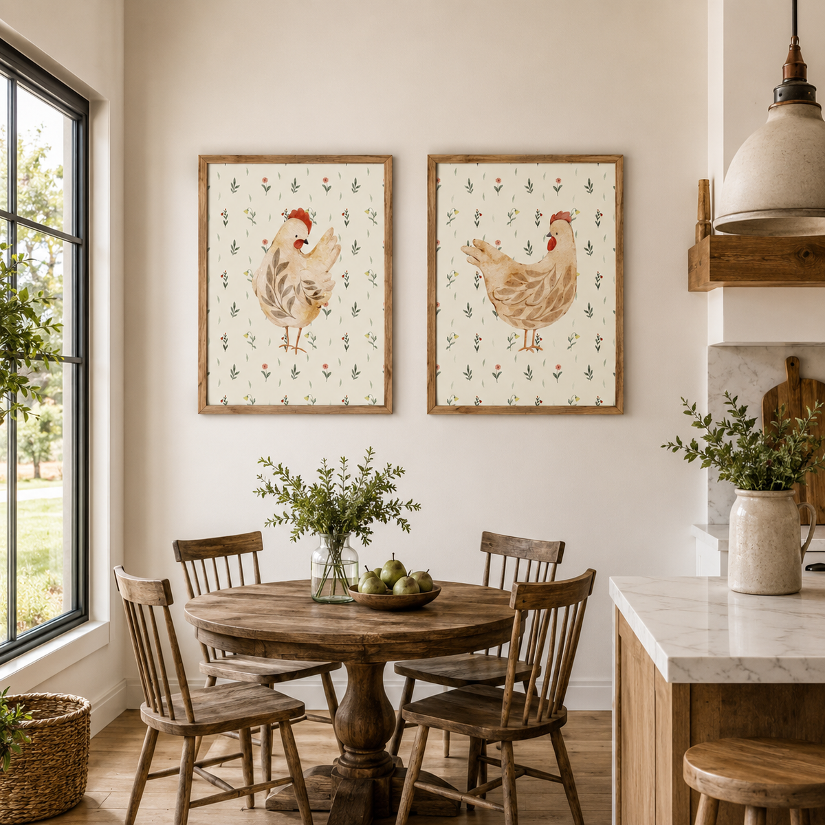 Rustic Farmhouse Hen Wall Art – Watercolor Chicken Portrait Kitchen Decor (SB239) — product image