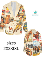 Baha Ranch Old West Cowboy Western Cowgirl Vintage Retro Women's Blazer