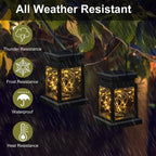 Set of 3 Outdoor Hanging Lamp Lights Solar Powered with Handle LED Table Lamps Decorative Lantern for Garden Patio Backyard