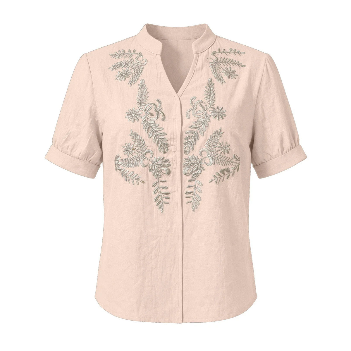 Women's Floral Embroidered Short-Sleeve Blouse