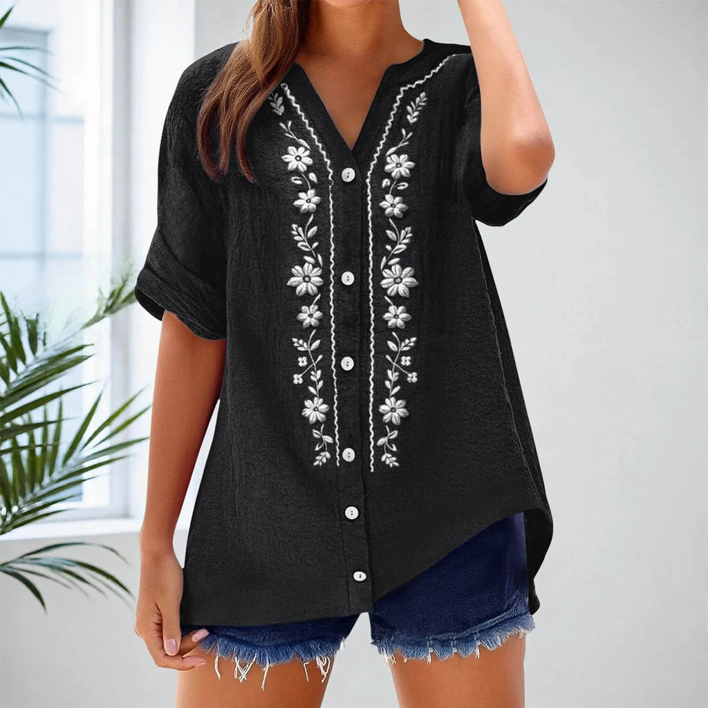 Women's Relaxed Embroidered Tunic Top
