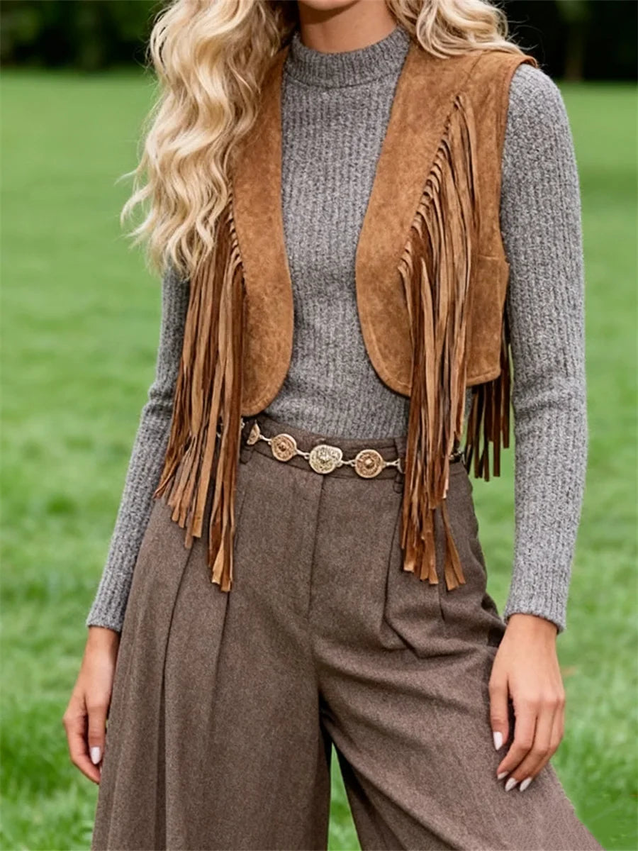 Women's Western Fringe Tassel Vest