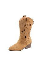 Women's Western Cutout Cowboy Boots – Vegan Suede & Rivet Detail