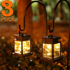 Set of 3 Outdoor Hanging Lamp Lights Solar Powered with Handle LED Table Lamps Decorative Lantern for Garden Patio Backyard — product image