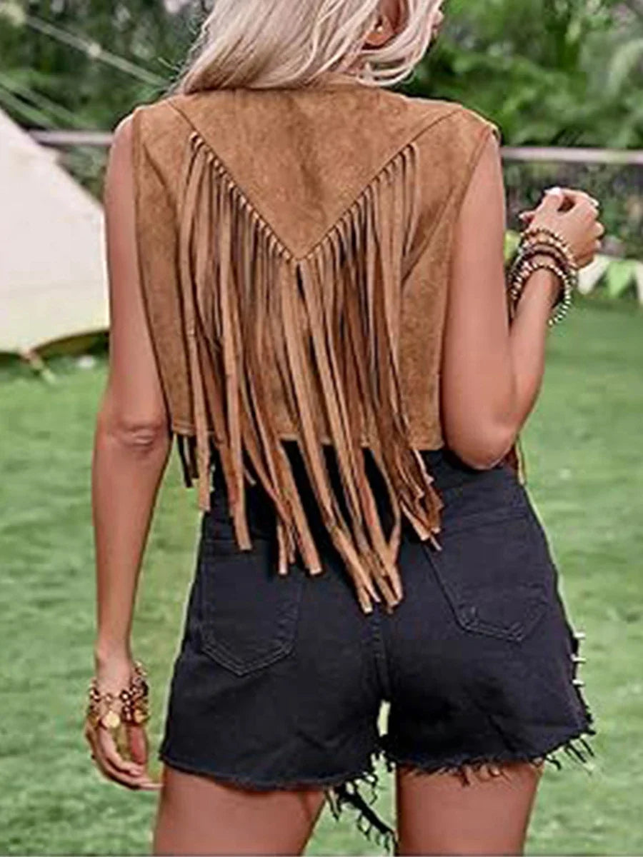 Women's Western Fringe Tassel Vest — product image